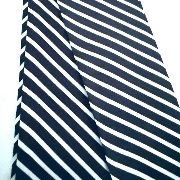 Striped Slim Scarf 34in Black White Retro Mod Minimalist Neck Tie Hair Bow Bag - Picture 2 of 10